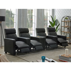 Warren Black Upholstered 4-seater Home Theater with Wedge Console