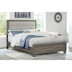 Funston Brown Oak Upholstered Queen Bed