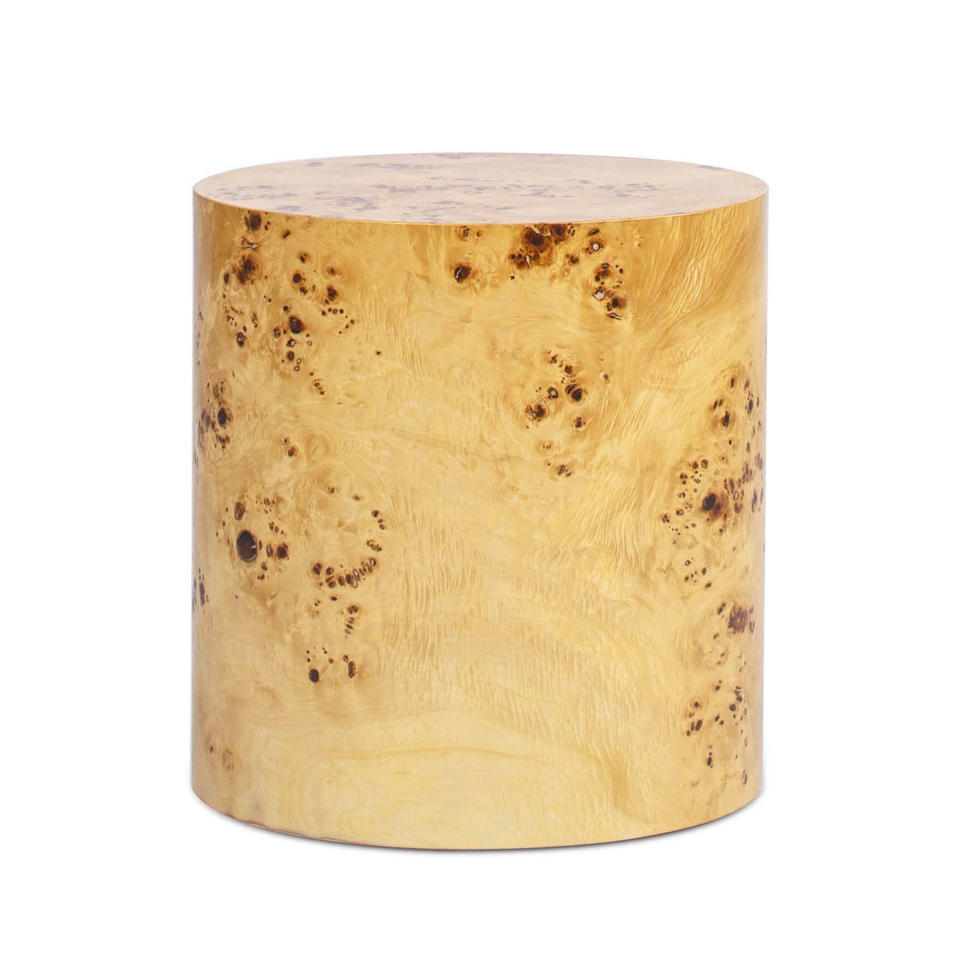 Nebula 20" Accent Oval Pillar Side Table, Warm Natural Brown Burl Wood