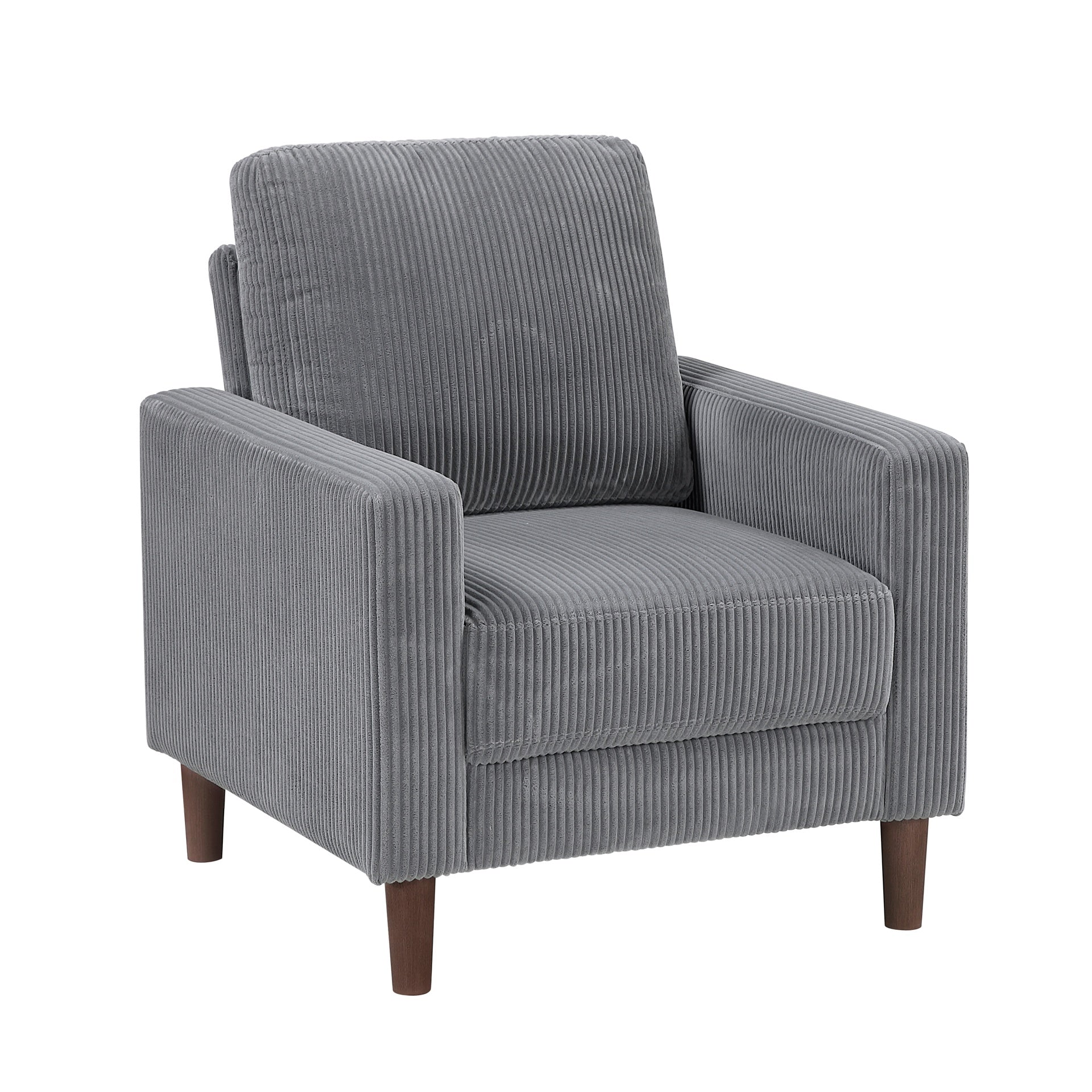 Modern Contemporary Gray Corduroy Upholstered Chair Comfortable Cushion Solid Wood Living Room Furniture 1pc