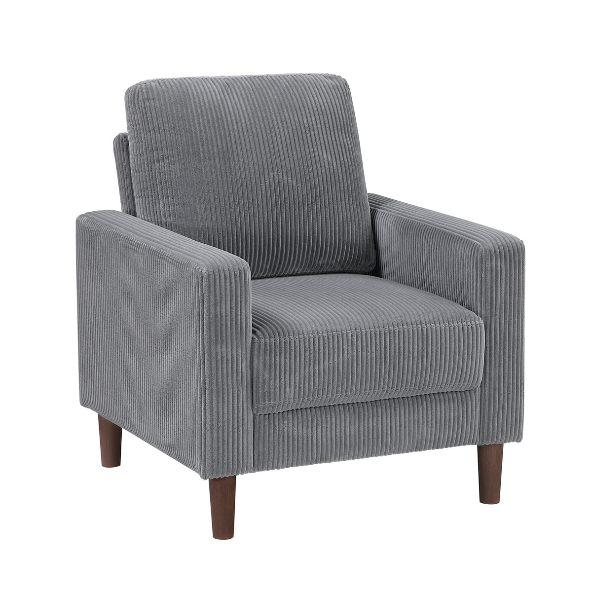 Modern Contemporary Gray Corduroy Upholstered Chair Comfortable Cushion Solid Wood Living Room Furniture 1pc