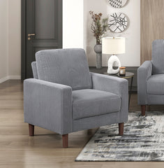 Modern Contemporary Gray Corduroy Upholstered Chair Comfortable Cushion Solid Wood Living Room Furniture 1pc