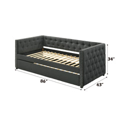 Romona Gray Fabric Daybed W/Trundle (Twin)