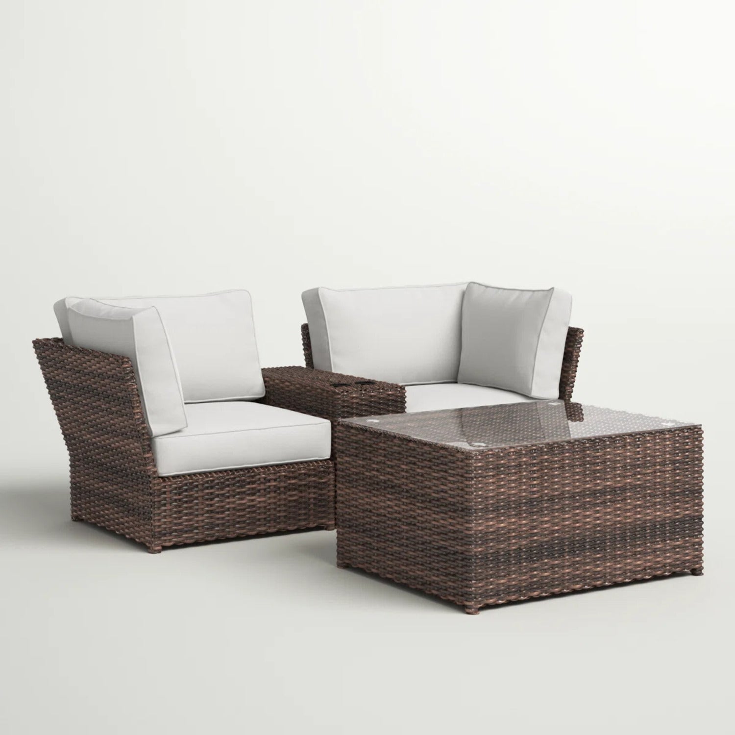 Fully Assembled 2-Person All-Weather Wicker Sectional Seating Group with Cushions
