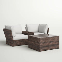 Fully Assembled 2-Person All-Weather Wicker Sectional Seating Group with Cushions