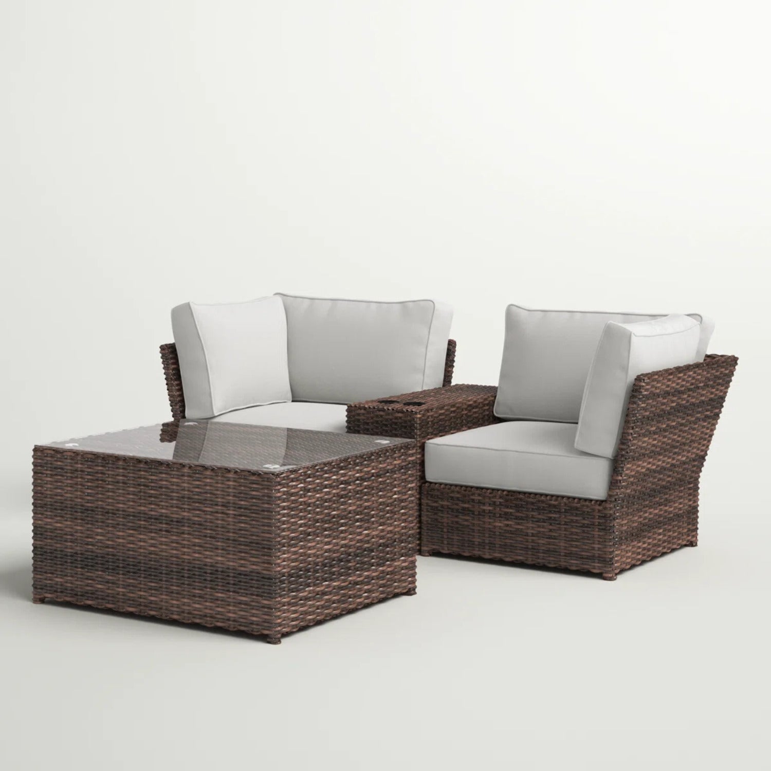 Fully Assembled 2-Person All-Weather Wicker Sectional Seating Group with Cushions