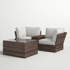 Fully Assembled 2-Person All-Weather Wicker Sectional Seating Group with Cushions
