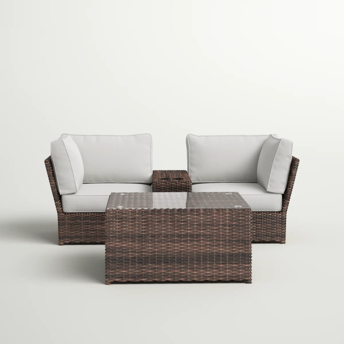 Fully Assembled 2-Person All-Weather Wicker Sectional Seating Group with Cushions
