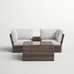 Fully Assembled 2-Person All-Weather Wicker Sectional Seating Group with Cushions