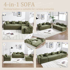 UNITED WE WIN convertible folding sofa bed, with fixed frame and pillow back handrail, cloud corduroy folding mattress sofa, folding memory foam bed in living room/dormitory/guest room/home office/apt