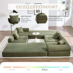 UNITED WE WIN convertible folding sofa bed, with fixed frame and pillow back handrail, cloud corduroy folding mattress sofa, folding memory foam bed in living room/dormitory/guest room/home office/apt