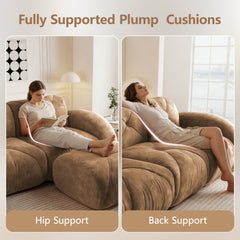 2-Piece Sofa Set Comfy Sofa Couch,  2+2 Seater Sofa Set,Deep Seat Sofa,Soft Velvet Fabric,32D High Density Sponge  Bottom,No Assembly Required, Modern Sofa Set for Living Room,Camel
