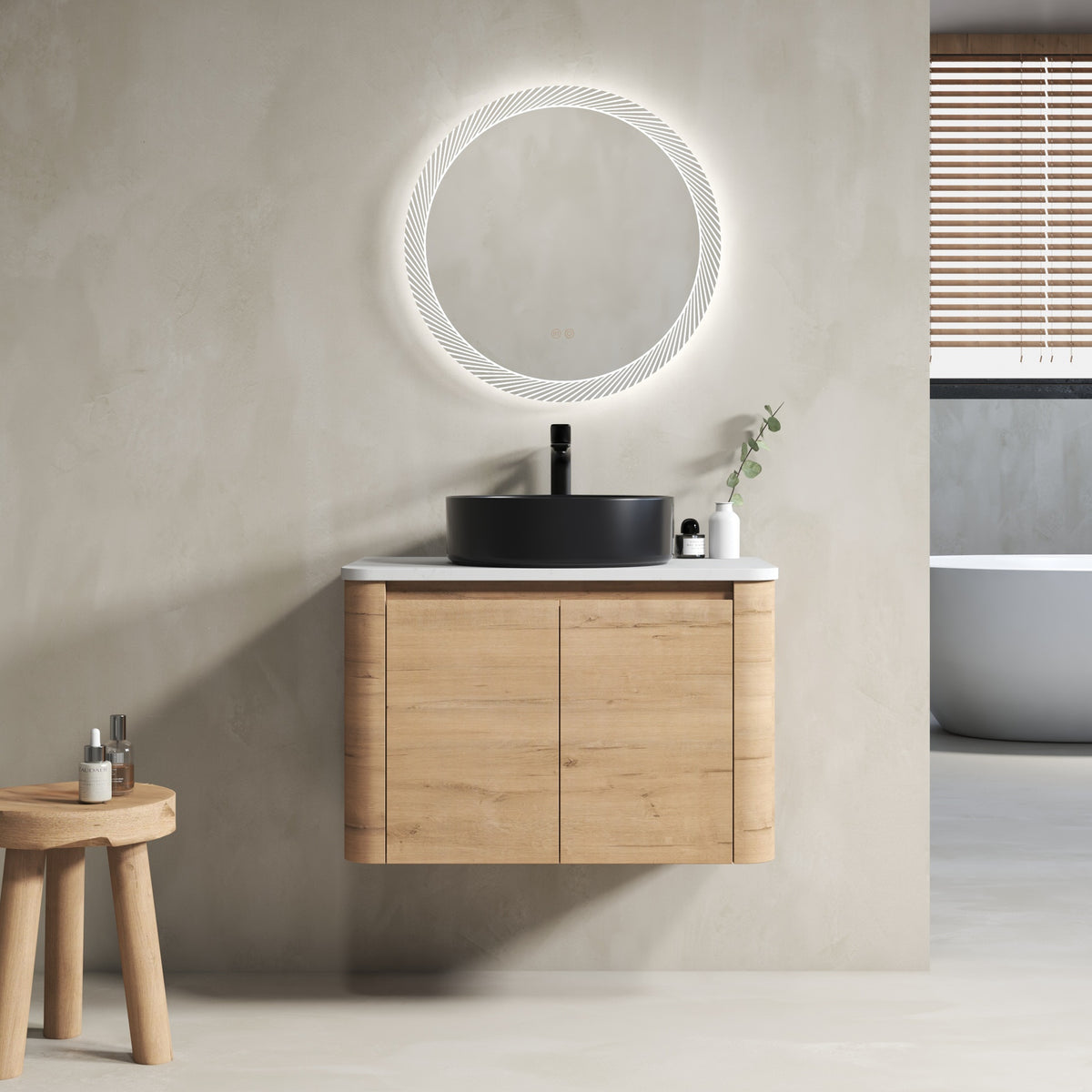30'' Wall-Mounted Bathroom Vanity With Ceramic Art Sink & 2-Soft-Close Door, KD-Packing, Plywood