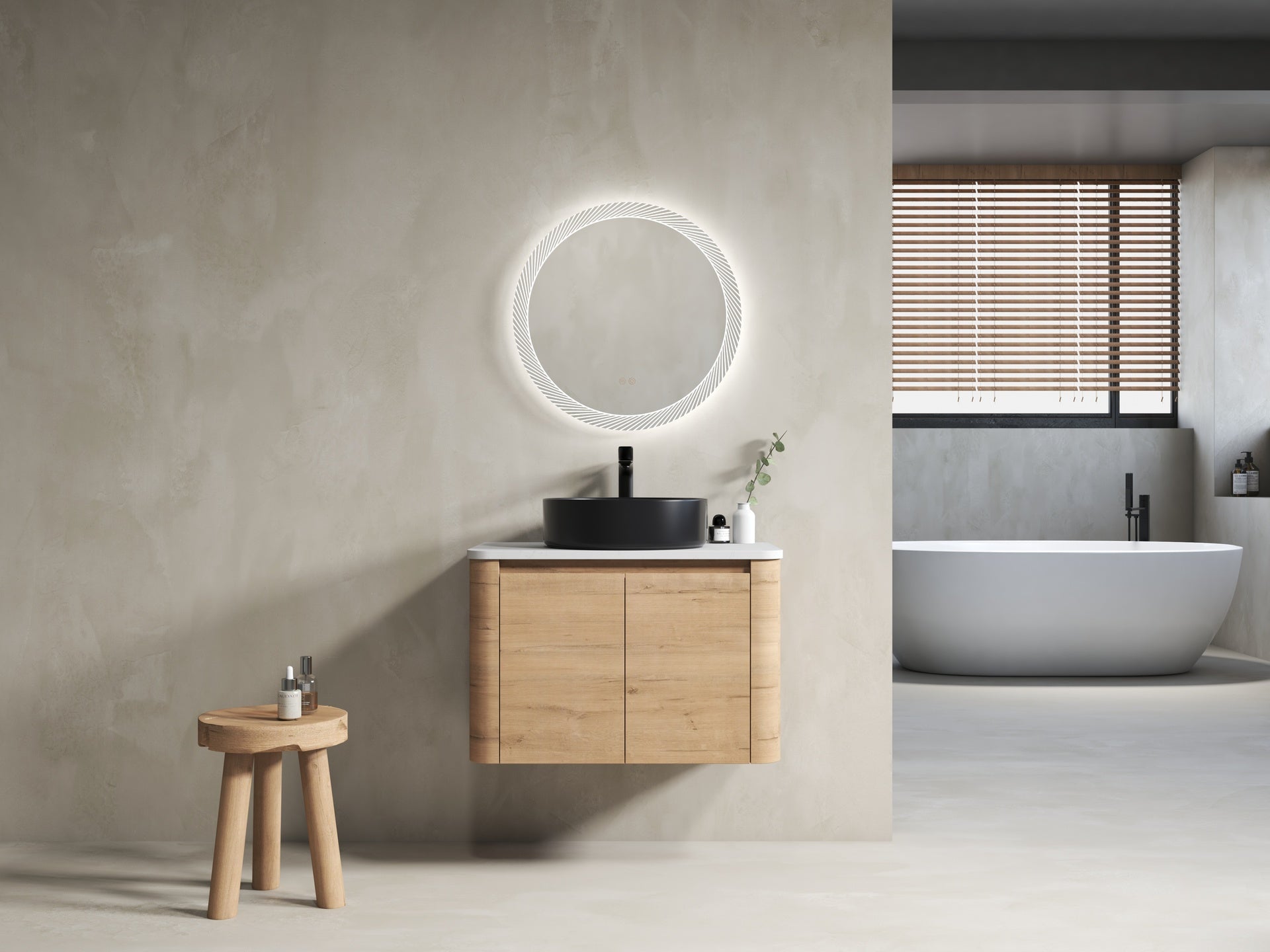 30'' Wall-Mounted Bathroom Vanity With Ceramic Art Sink & 2-Soft-Close Door, KD-Packing, Plywood