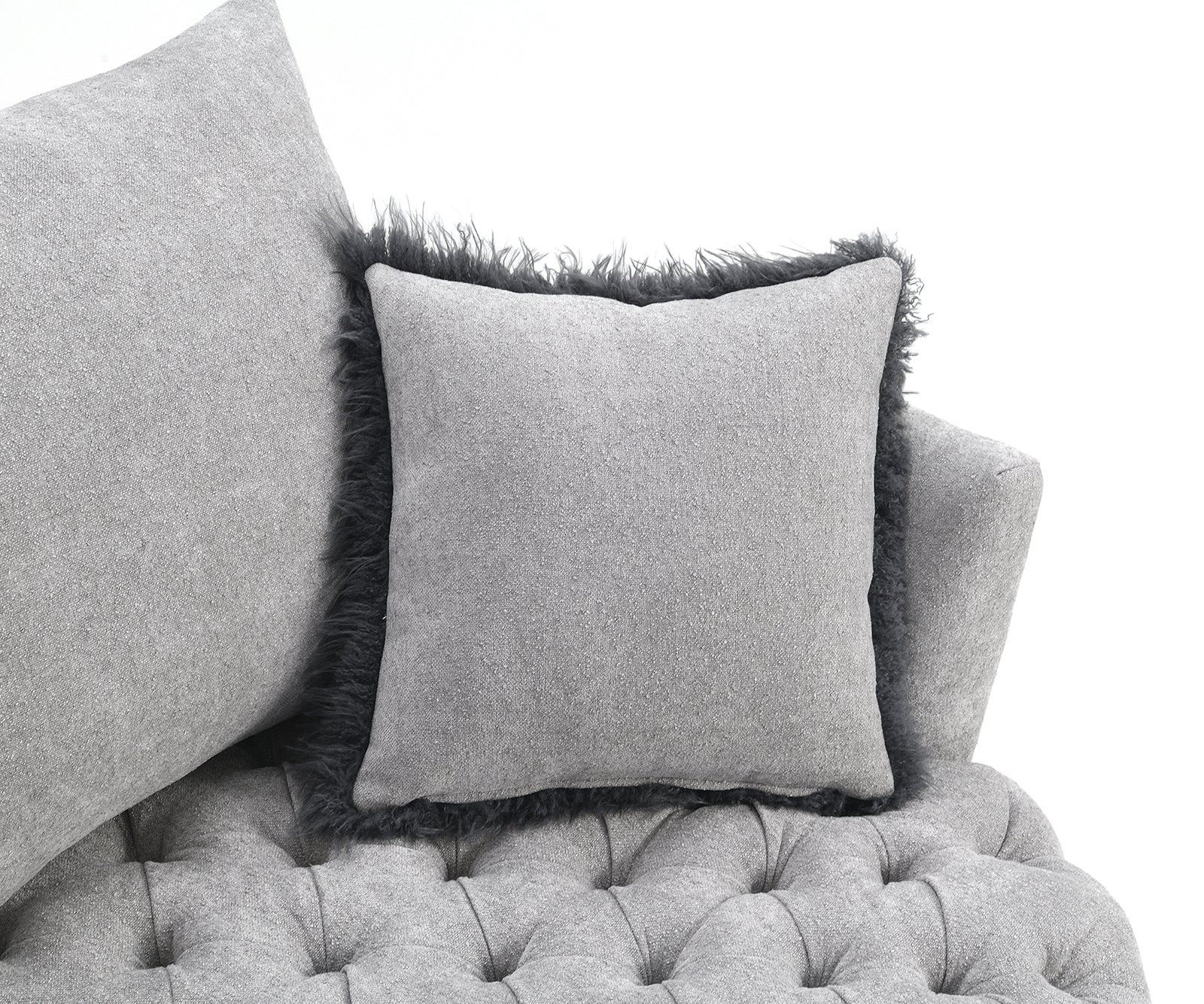 Transitional Style 1pc Button Tufted swivel Round Chair Barrel Style Arms Scattered back Pillow Light Gary Finish Primary Living Room