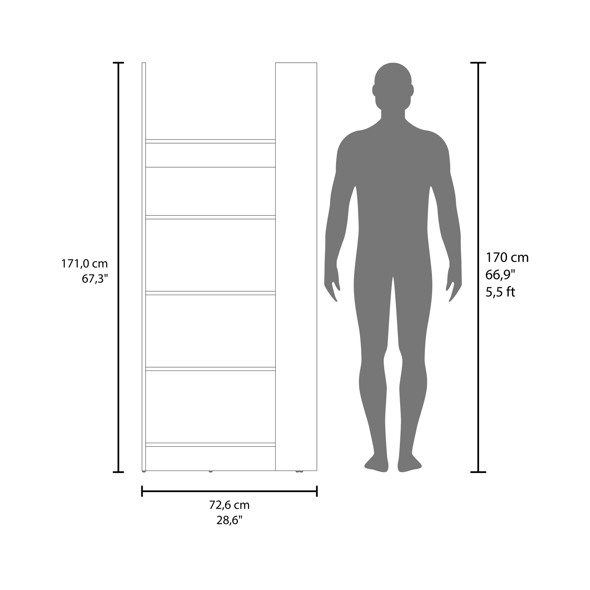 Bookcase, 5 Shelves, Dark Walnut