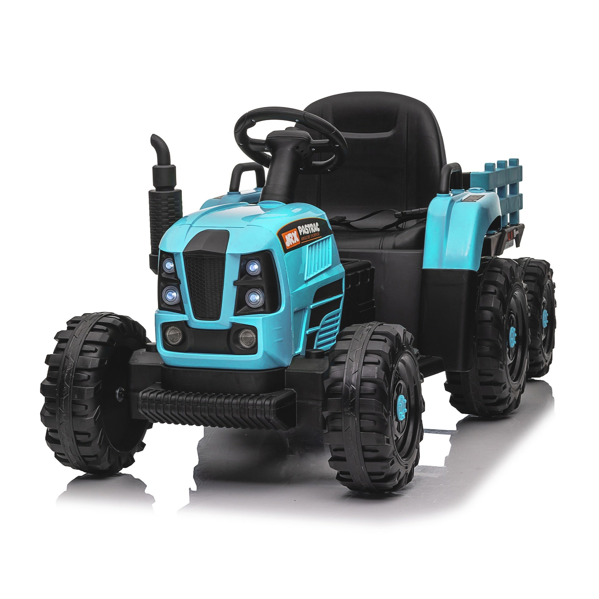 Ride on Tractor with Trailer,24V 400W Powered Electric Tractor Toy w/Remote Control,electric car for kids,Three speed adjustable,Power display, USB,MP3 ,Bluetooth,LED light,Two-point safety belt.