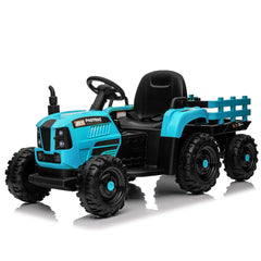Ride on Tractor with Trailer,24V 400W Powered Electric Tractor Toy w/Remote Control,electric car for kids,Three speed adjustable,Power display, USB,MP3 ,Bluetooth,LED light,Two-point safety belt.