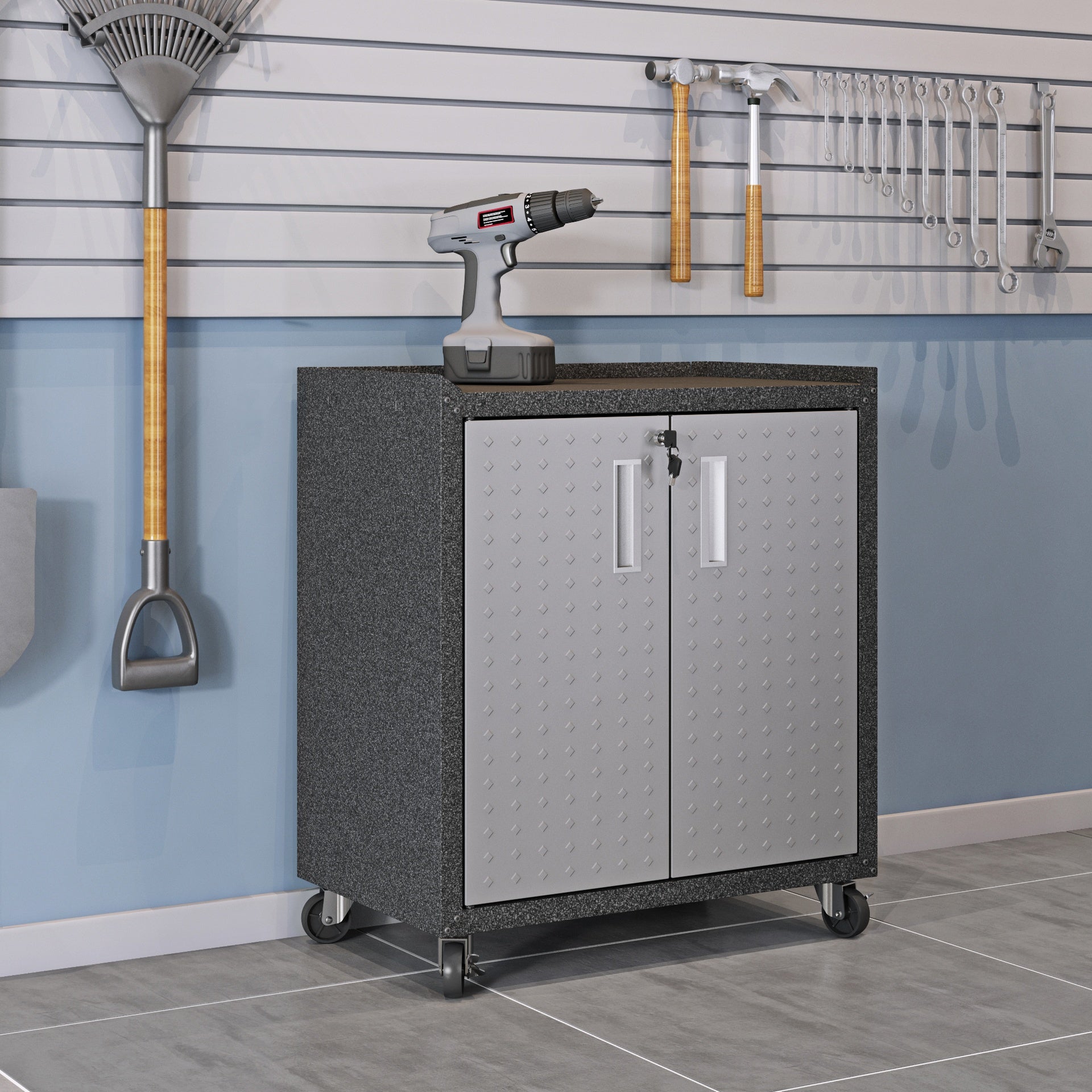 Rolling Garage Cabinet in Dark Gray