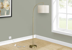 Lighting, 65"h, Floor Lamp, Brass Metal, Ivory / Cream Shade, Contemporary