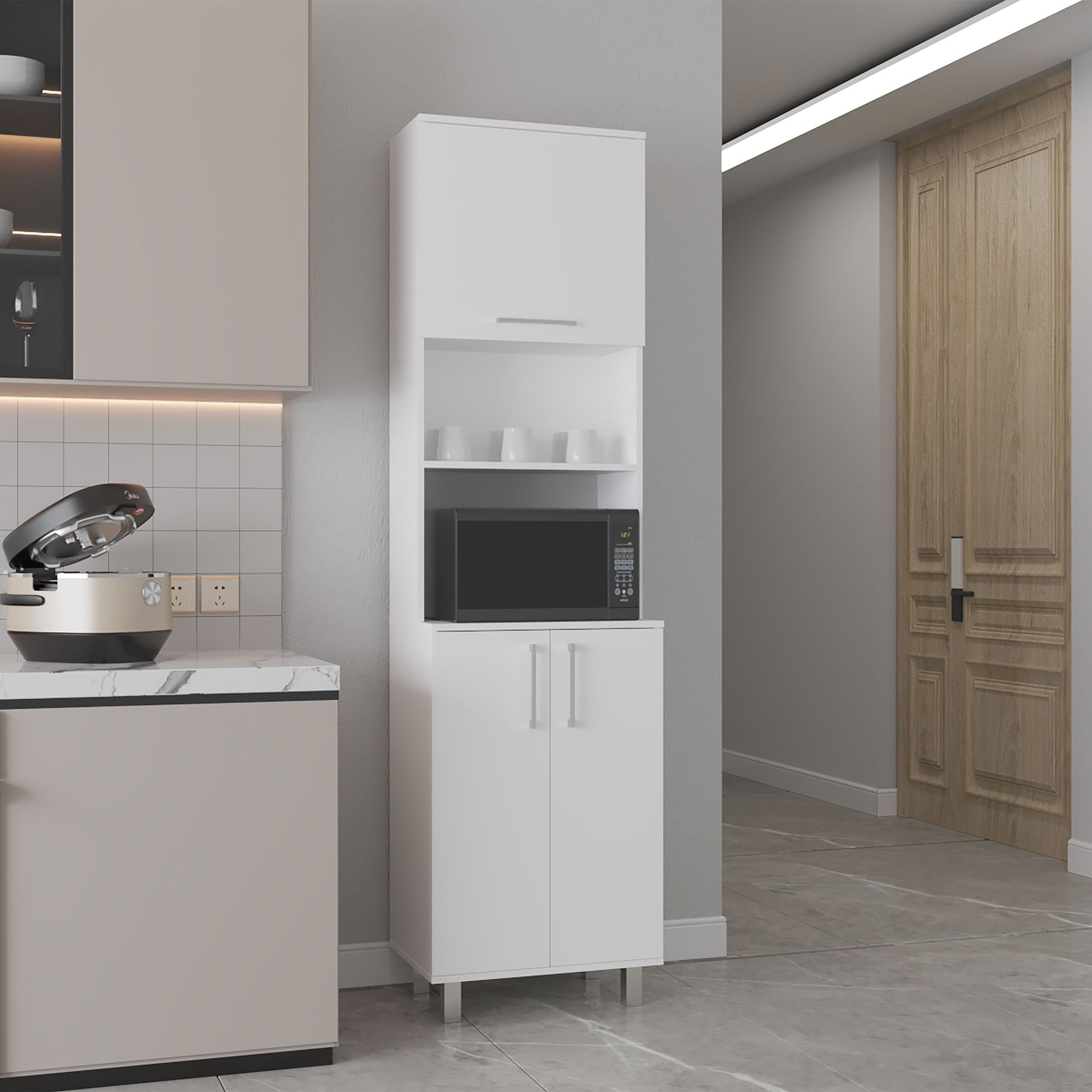 Kitchen Pantry, 3 Doors, 4 Legs, 5 Shelves