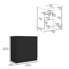 Dresser with 2-Door and Single Drawer, Black