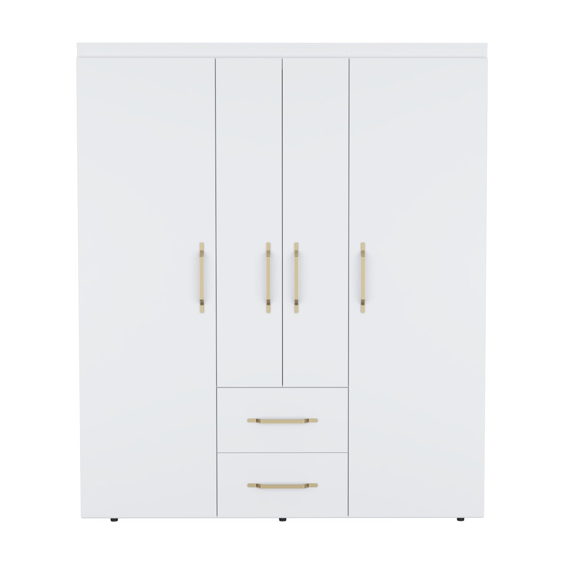 Wardrobe, Deluxe Armoire with Multiple Storage Options and Metal Accents, White