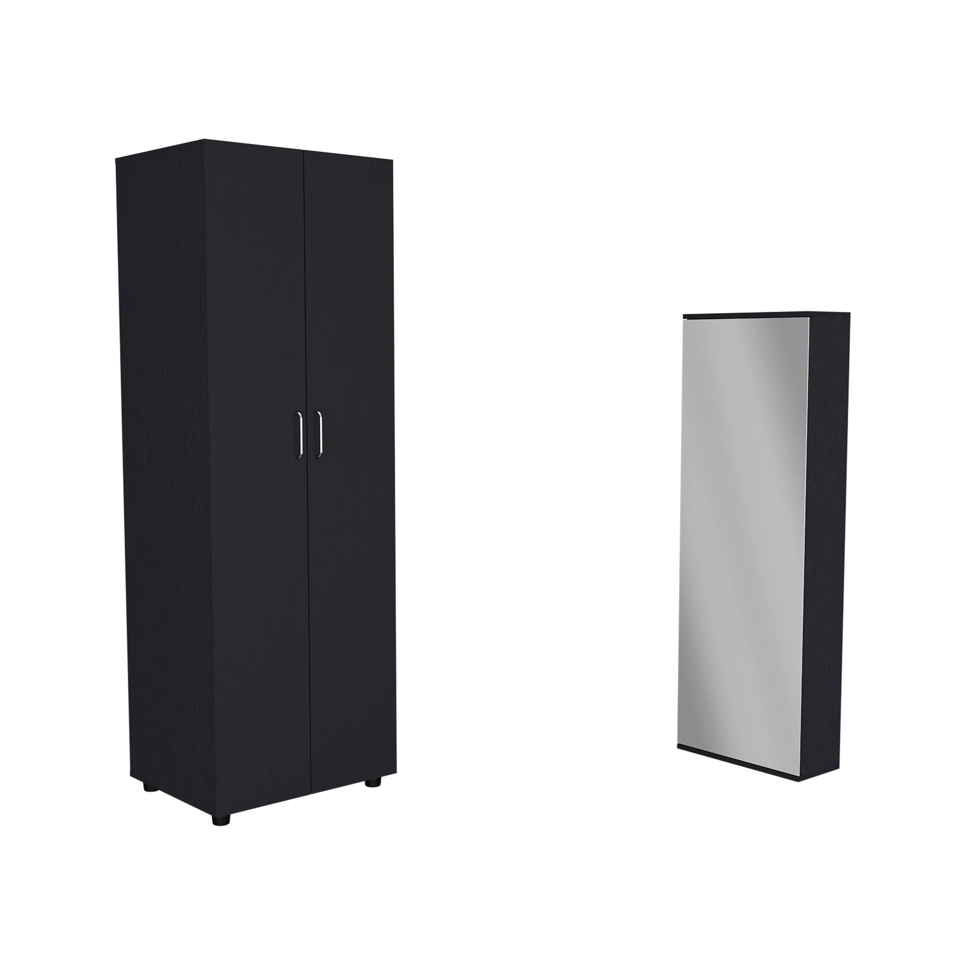 2 Piece Bedroom Set, London Armoire + Baltimore Shoe Rack, Black