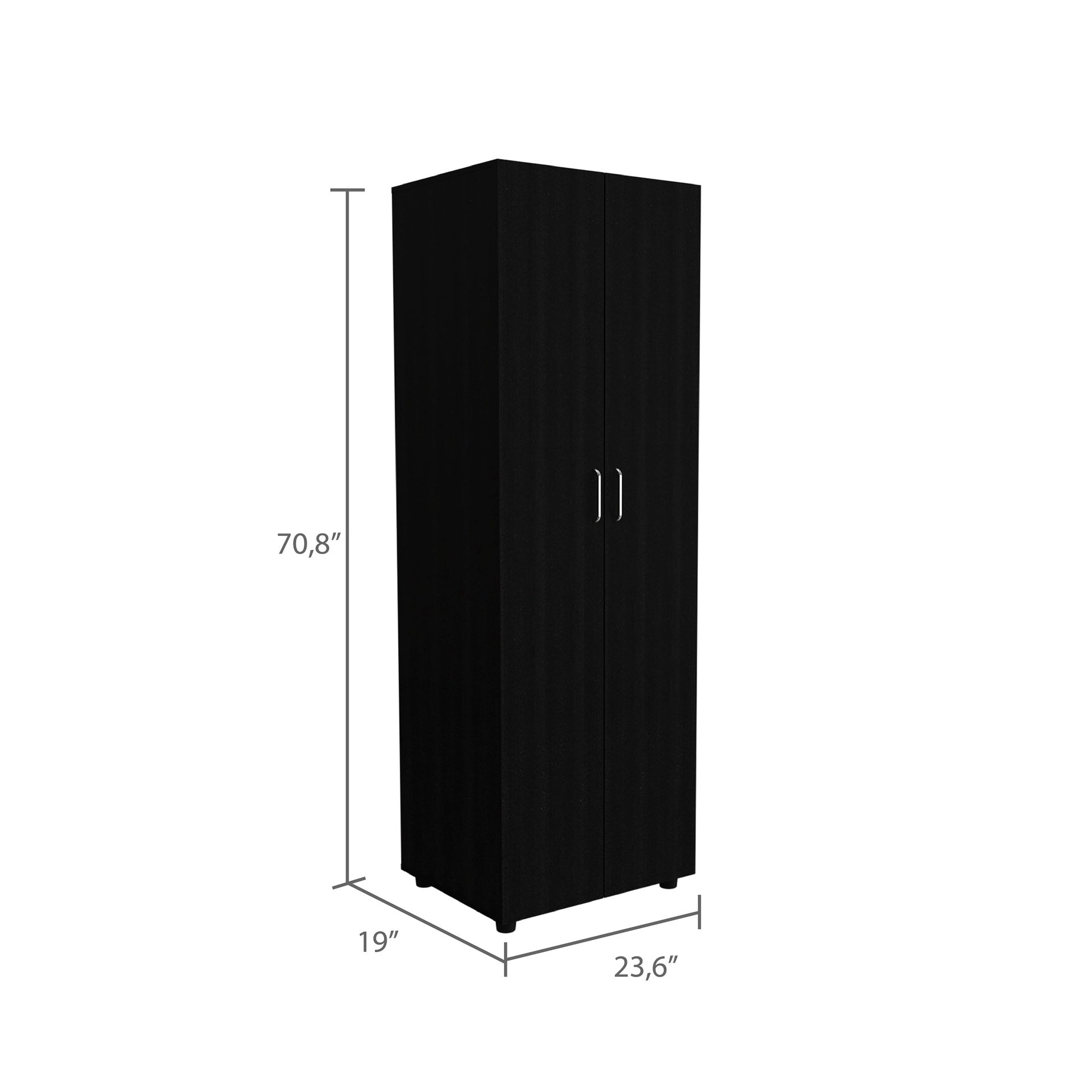 2 Piece Bedroom Set, London Armoire + Egeo 3 Drawers Dresser, Black / Pine