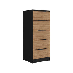 2 Piece Bedroom Set, London Armoire + Egeo 5 Drawer Dresser, Black / Light Oak