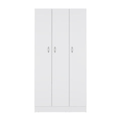 Wardrobe Armoire 71H" with 3-Doors and 2-Inner Drawers, 3 Doors, White