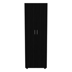 Armoire-organiser 70.8"H, Two Shelves, Rod, Double Door Cabinet Armoire, Black