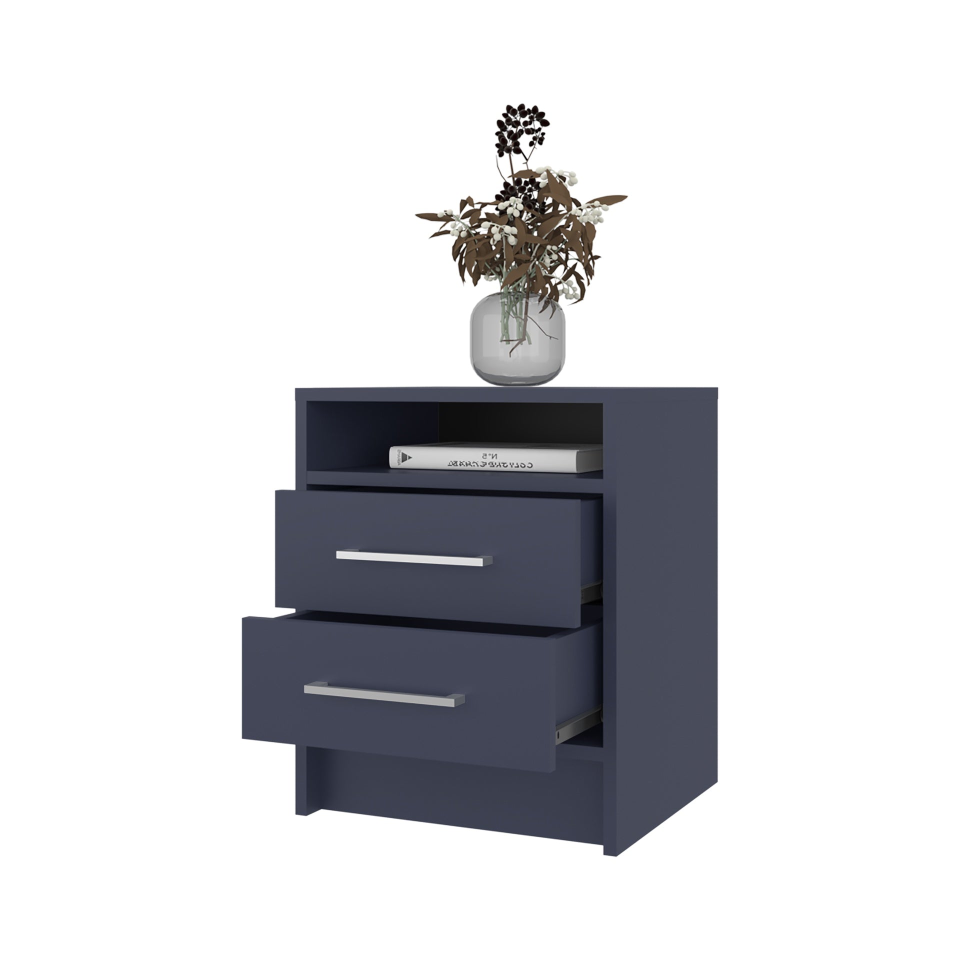 Nightstand 19.9" H, 2 Drawers, 1 Shelf, Alby Blue - Bedroom