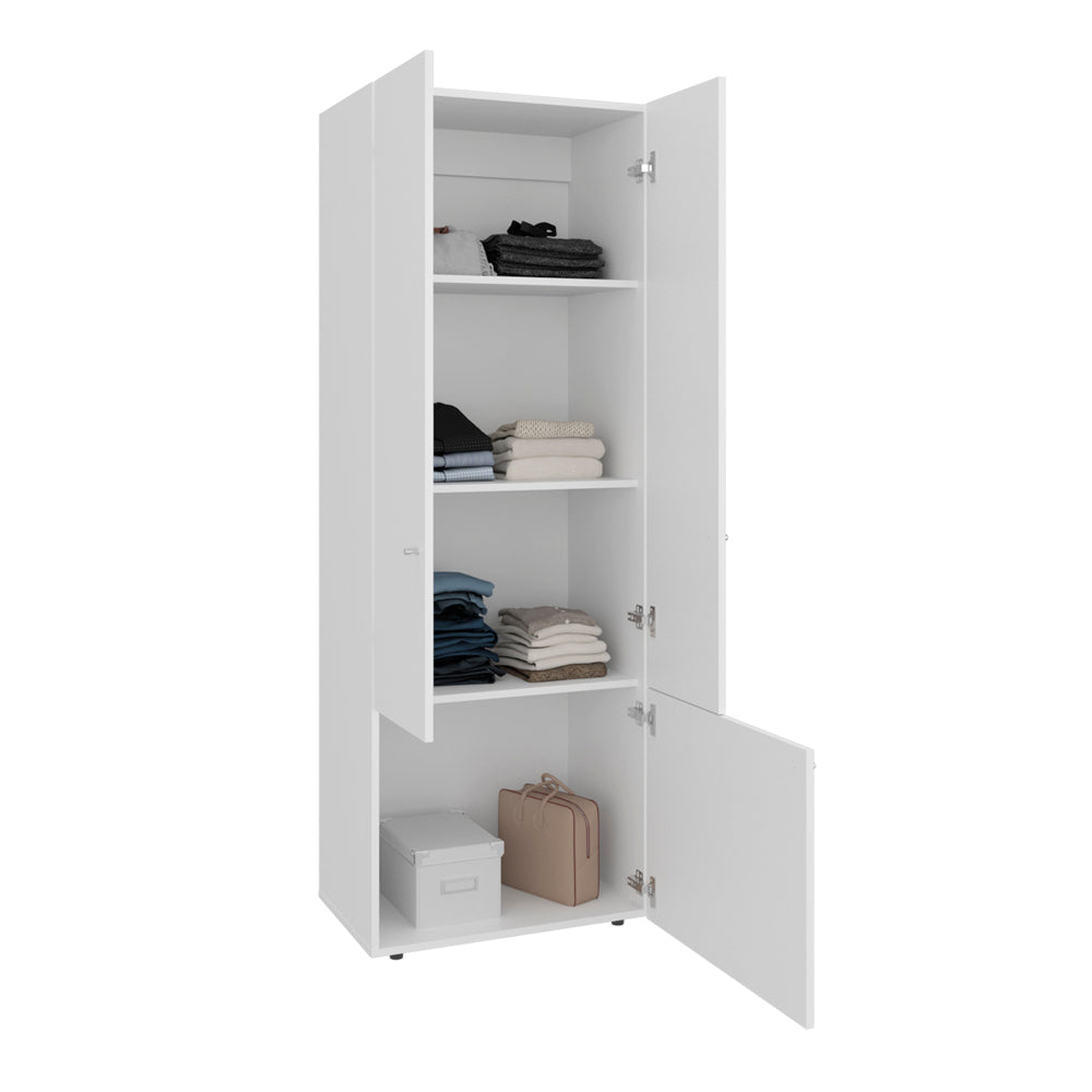 Armoire 66.9" H, 3 Doors, 3 Shelves, White - Bedroom
