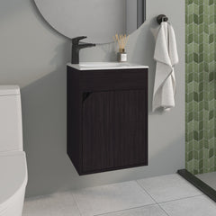 Bathroom Vanity with Sink, 1 Door, Black Wengue