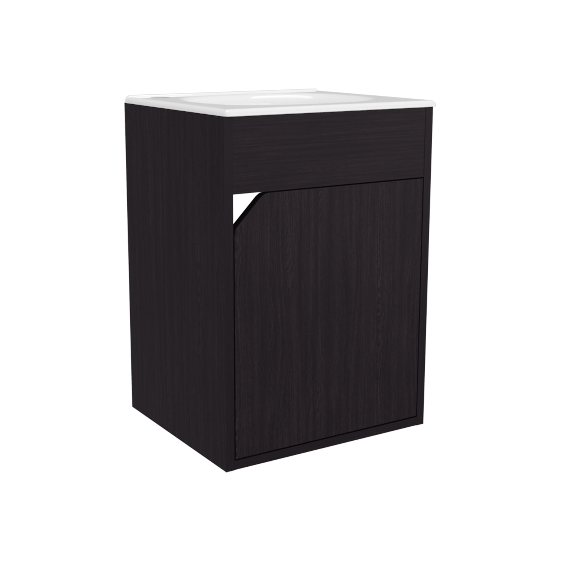 Bathroom Vanity with Sink, 1 Door, Black Wengue