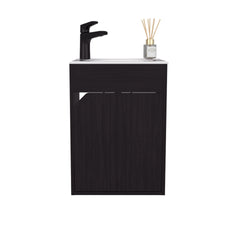 Bathroom Vanity with Sink, 1 Door, Black Wengue
