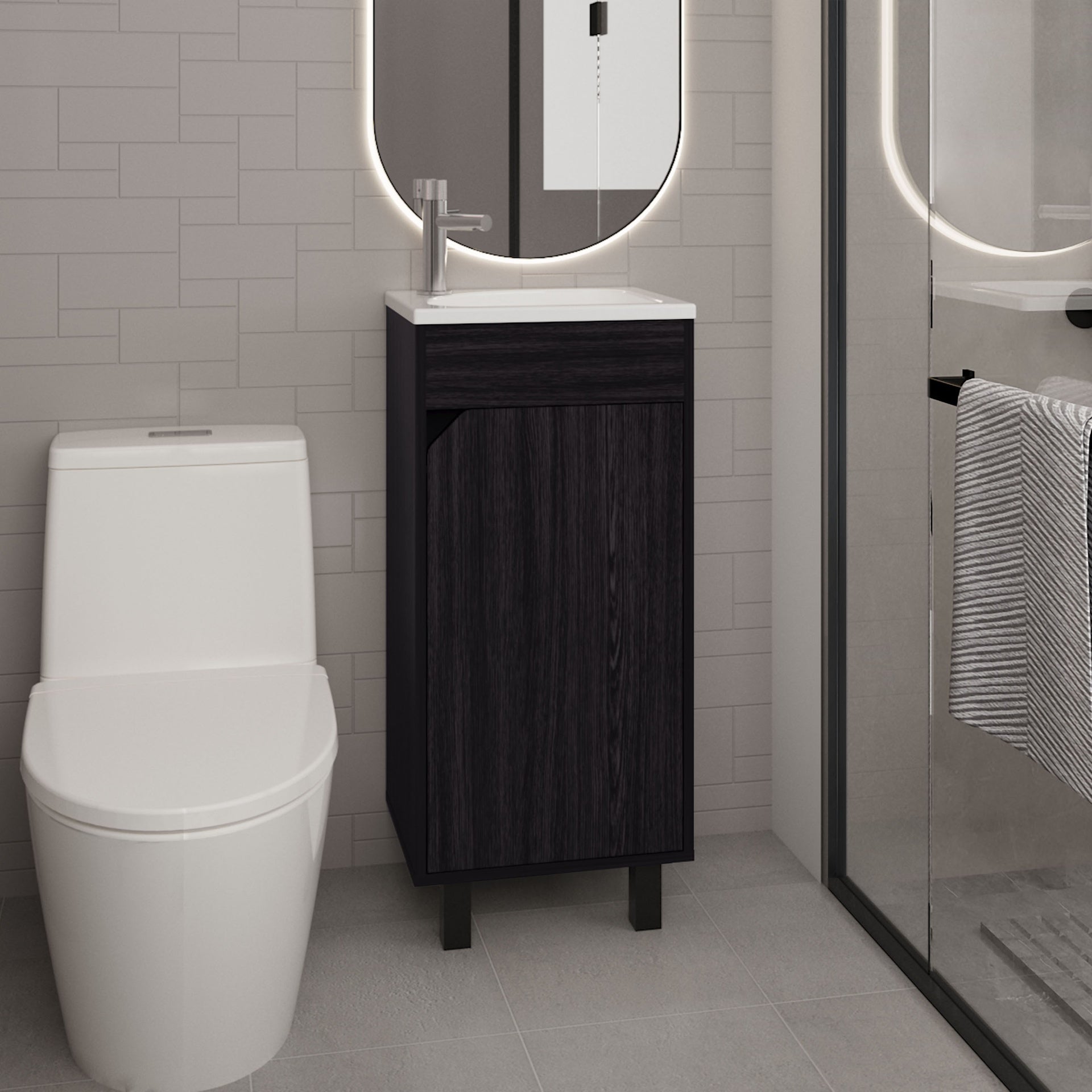 Bathroom Vanity with SInk, 1 Door, 4 Legs