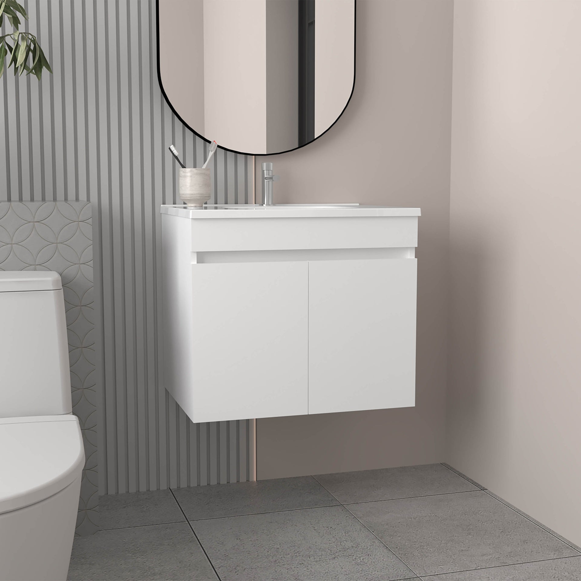 Bathroom Vanity with Sink, 2 Doors, 2 Shelves