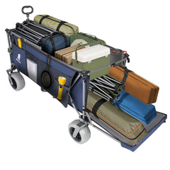 67in Extra long large Heavy Duty Utility Beach Wagons with Opened Tailgate and All-Terrain Wheels, 500lbs Capacity, Patented Ultra-Stable Frame, No Assembly Needed, Dark Blue+Gray