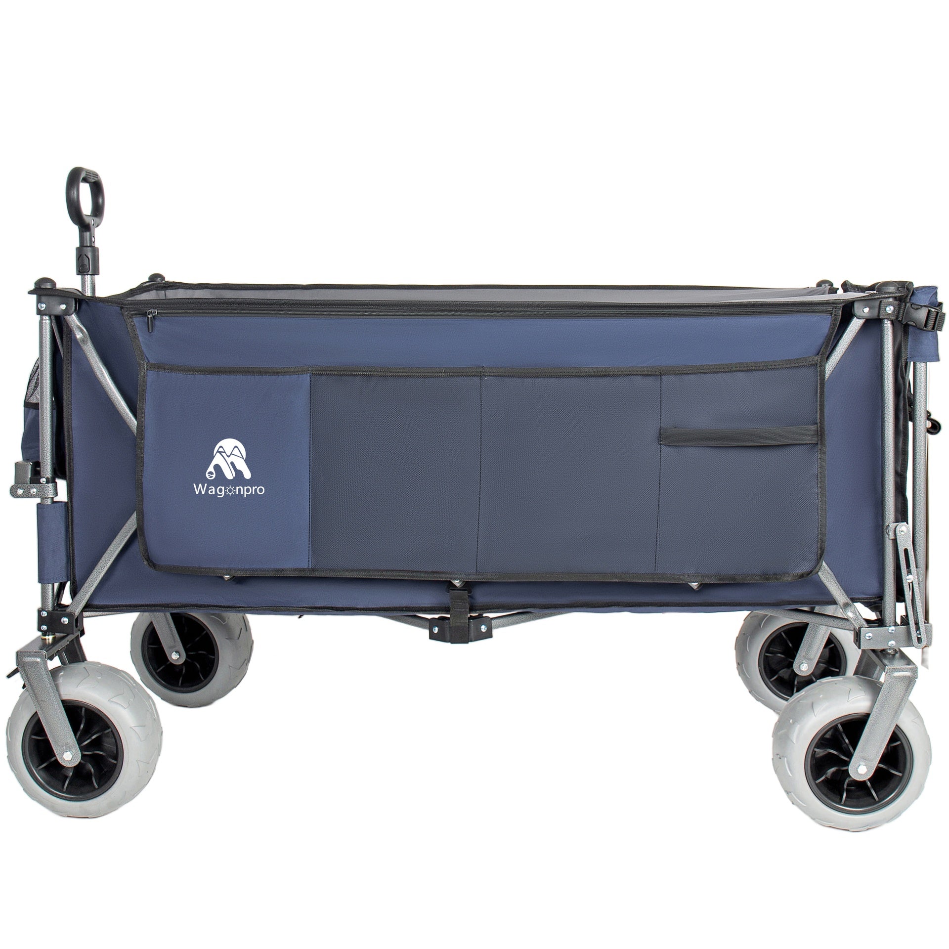 67in Extra long large Heavy Duty Utility Beach Wagons with Opened Tailgate and All-Terrain Wheels, 500lbs Capacity, Patented Ultra-Stable Frame, No Assembly Needed, Dark Blue+Gray