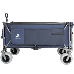 67in Extra long large Heavy Duty Utility Beach Wagons with Opened Tailgate and All-Terrain Wheels, 500lbs Capacity, Patented Ultra-Stable Frame, No Assembly Needed, Dark Blue+Gray