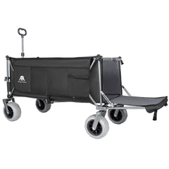 67in Extra long large Heavy Duty Utility Beach Wagons with Opened Tailgate and All-Terrain Wheels, 500lbs Capacity, Patented Ultra-Stable Frame, No Assembly Needed, Black+Gray