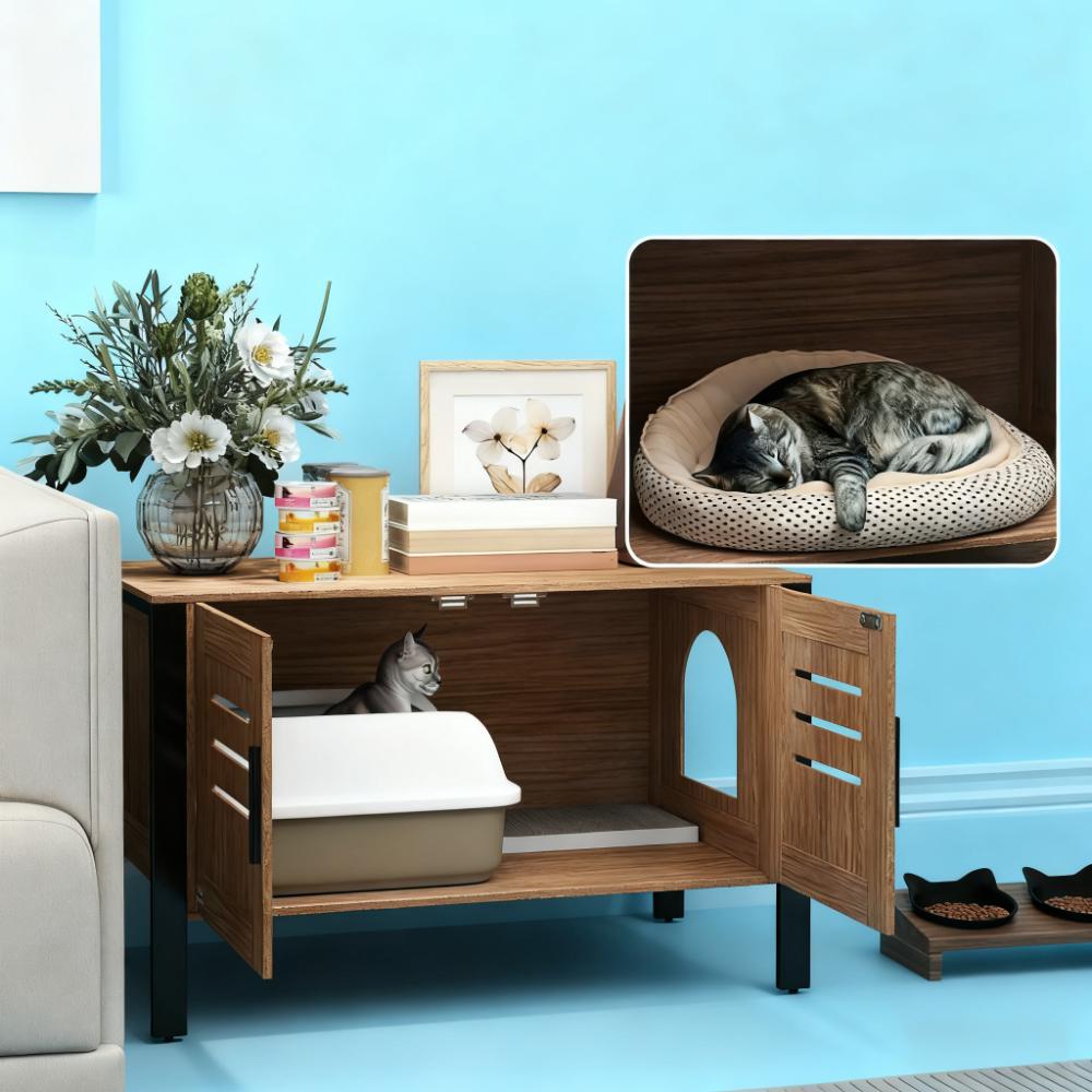 31.5"L x 17.7"W x 19.7"H Cat Litter Box Enclosure with Tall Legs,