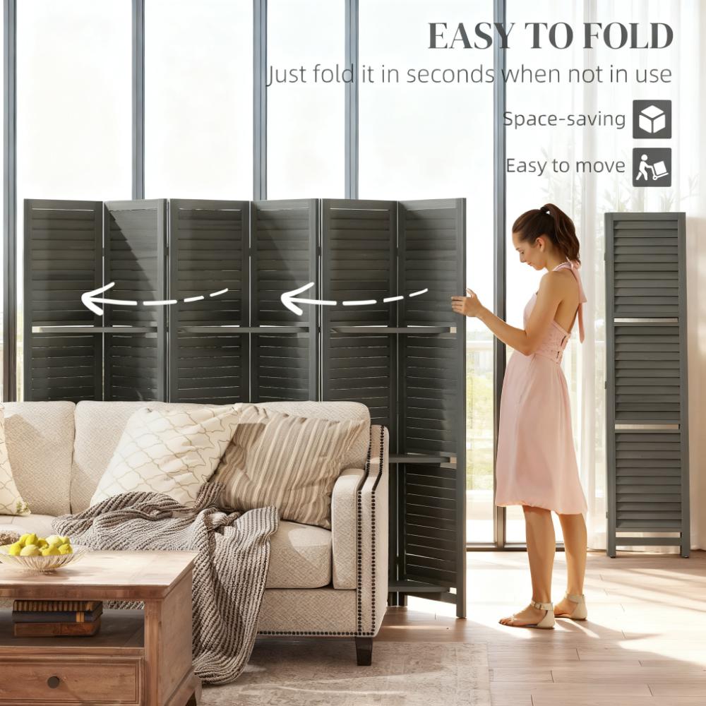 6 Panel Folding Room Divider Screen Privacy Screen Freestanding