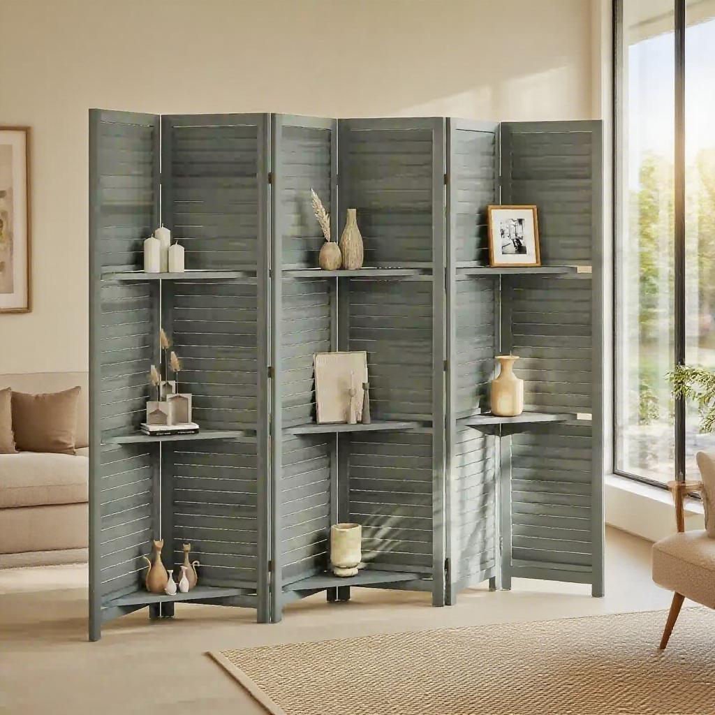 6 Panel Folding Room Divider Screen Privacy Screen Freestanding