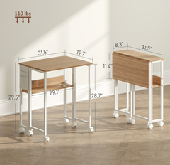 Foldable Desk with Storage Bag,Shelf and Wheels for Small Spaces,Home  Office