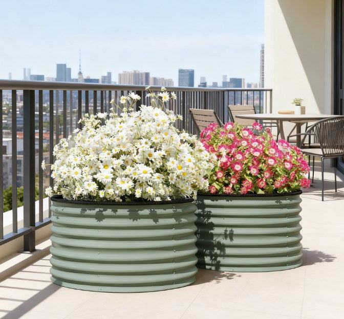 Metal Planter Box,Set of 2 Raised Garden Bed,with Safety Edging, Easy-to-assemble Stock Tank
