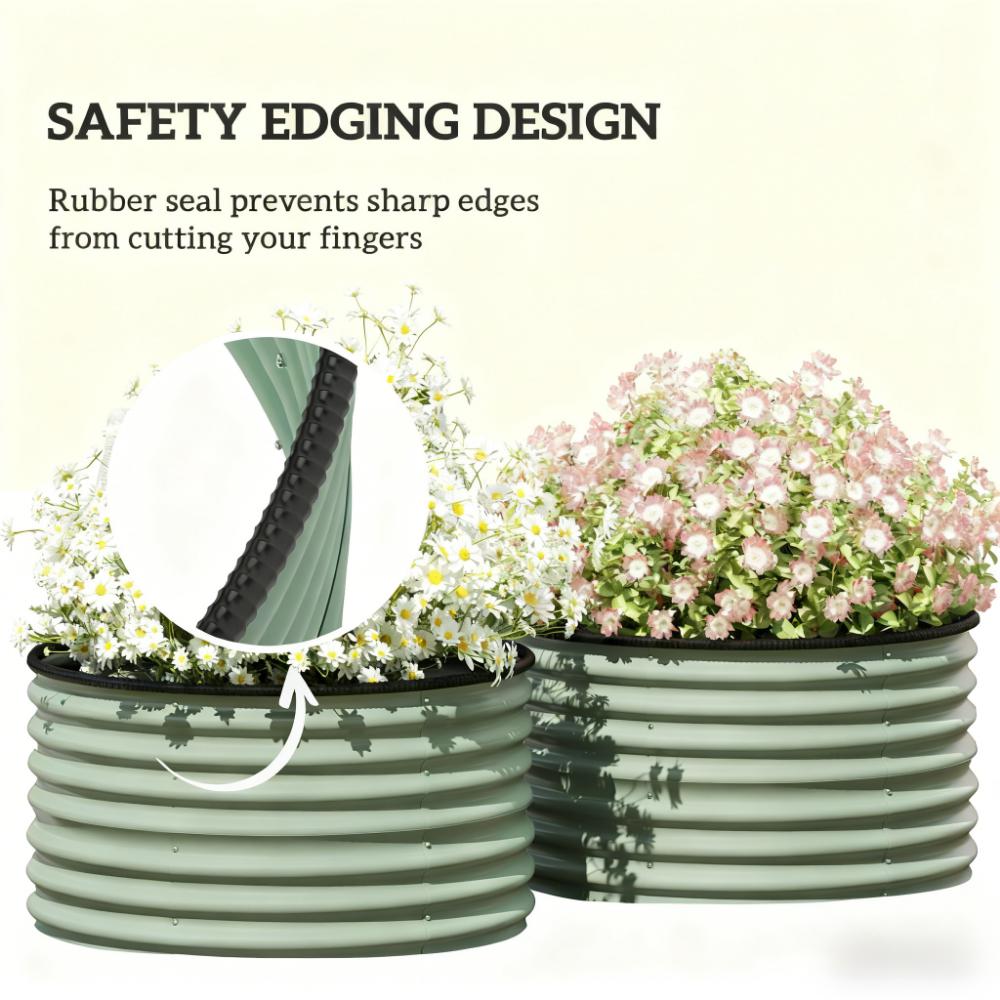 Metal Planter Box,Set of 2 Raised Garden Bed,with Safety Edging, Easy-to-assemble Stock Tank