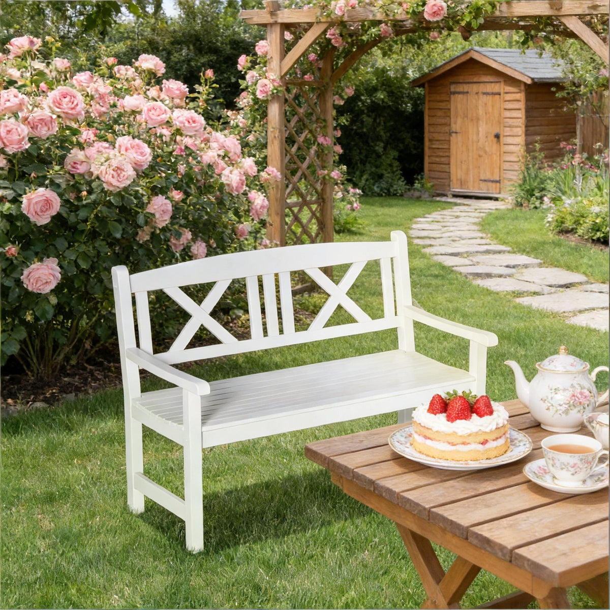 Nordic Style Bench,Wooden Garden Bench